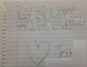 A letter written to the donors of KHCF from a child who attended summer camp