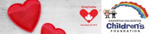 A banner for Giving Tuesday, showing two fabric hearts on a white background next to the Giving Tuesday logo. The KHCF logo is on the rightmost side.