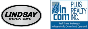 The logos for both Lindsay Buick GMC and Min Com Plus Realty INC.