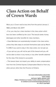 Class Action on Behalf of Crown Wards