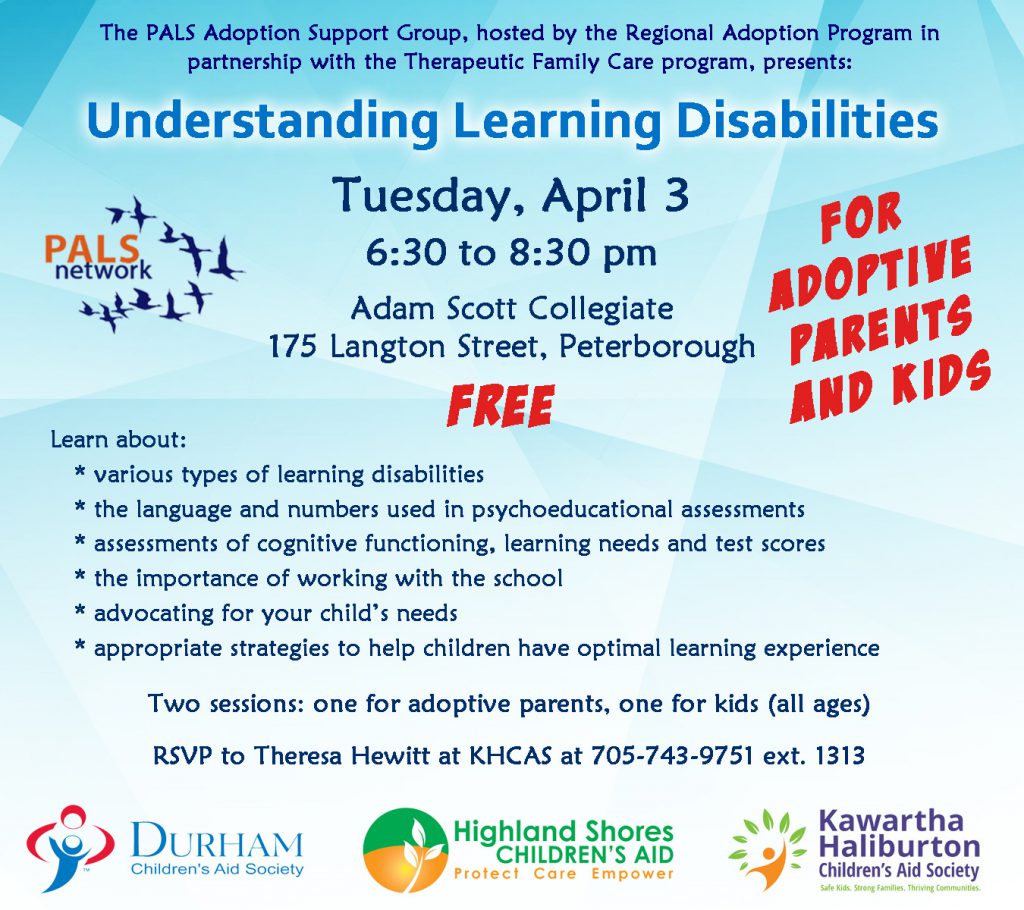 Understanding Learning Disabilities: Tuesday, April 3 from 6:30-8:30pm