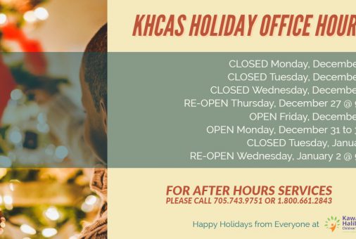 Holiday graphic that depicts the office hours of the Peterborough, Lindsay and Haliburton offices