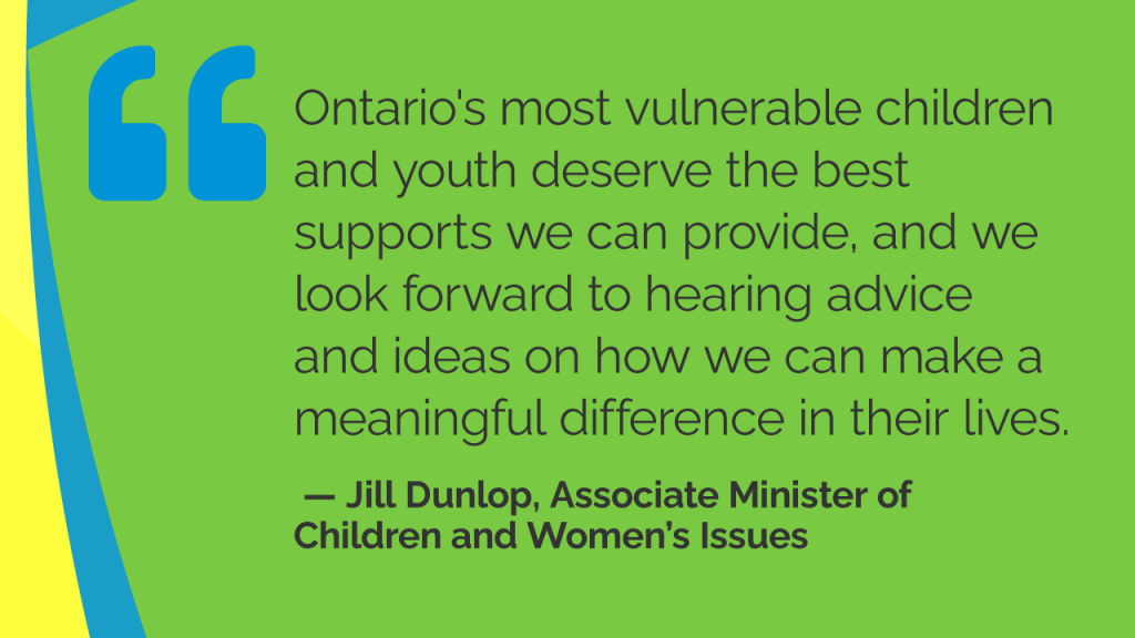 quote from jill dunlop, associate minister of Children and Women's Issues