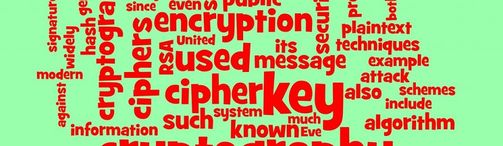 green rectangle filled with various security terms such as encryption cipher and rsa